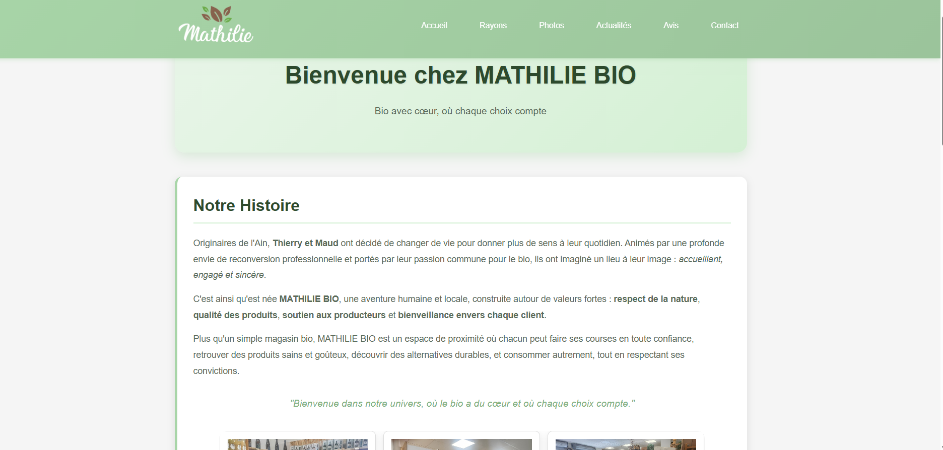 Site Web https://www.mathilie-bio.fr/