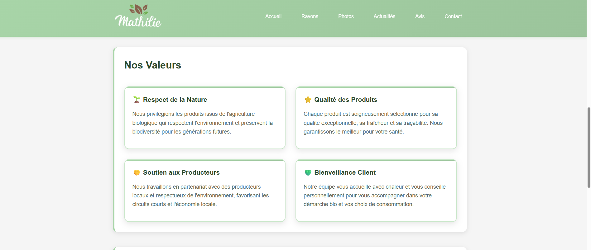 Site Web https://www.mathilie-bio.fr/
