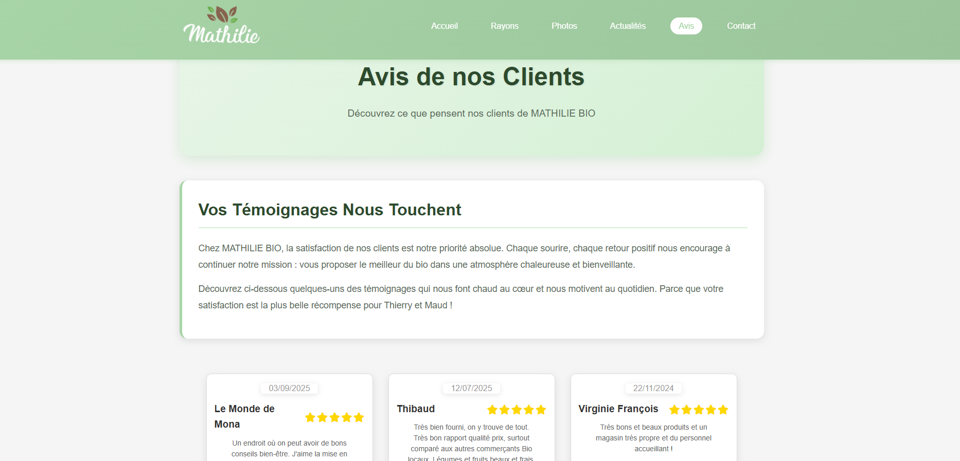 Site Web https://www.mathilie-bio.fr/