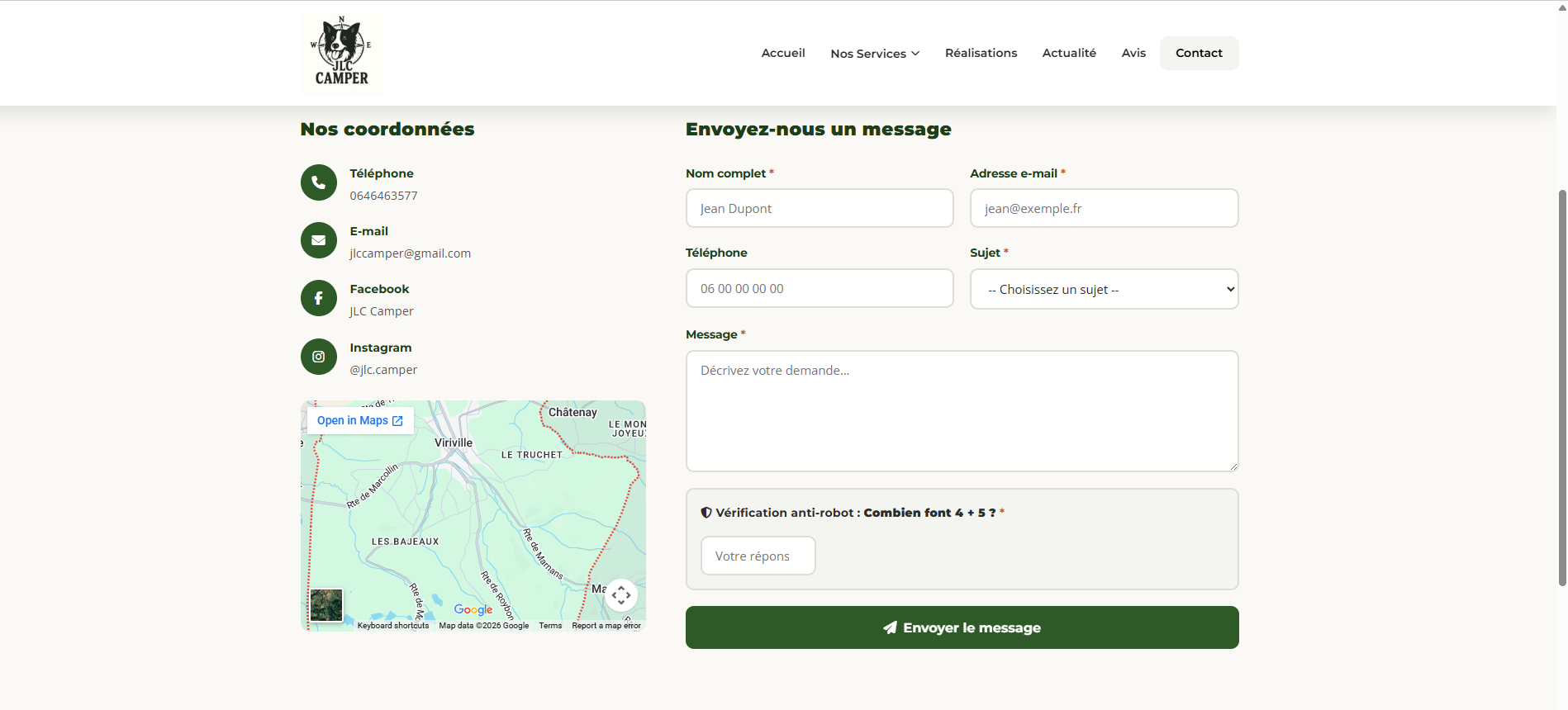 Site Web   https://www.jlc-camper.fr/